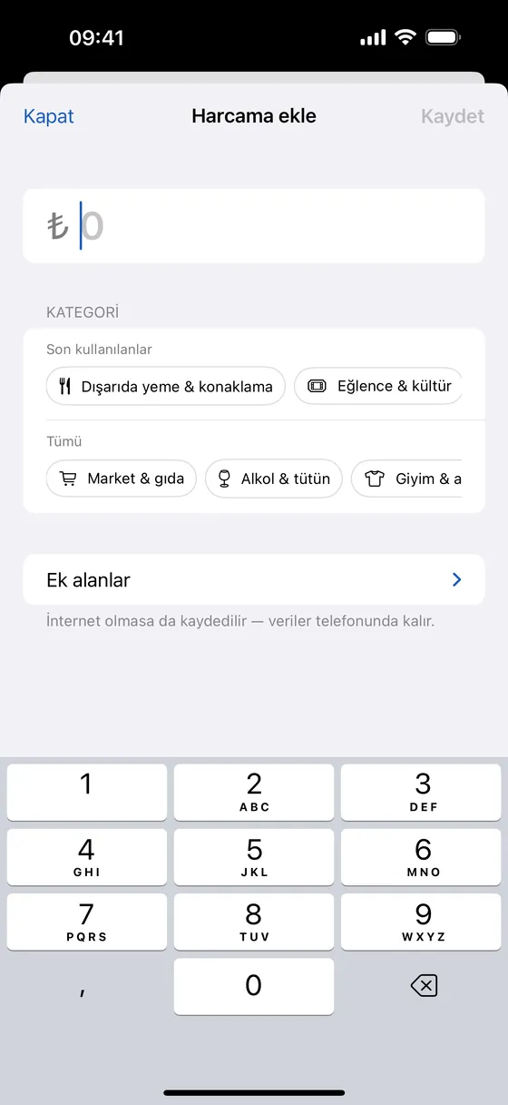 ReelBütçe — Quick entry