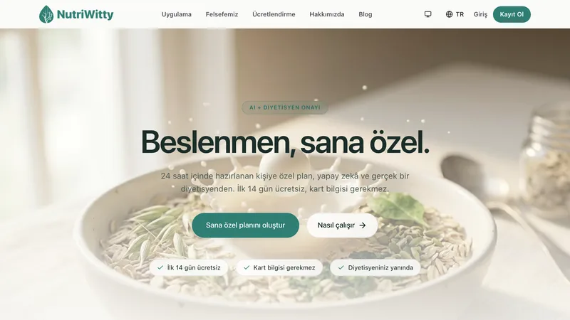NutriWitty home page